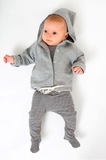 Baby Hoodie Cardigan Grey Melange