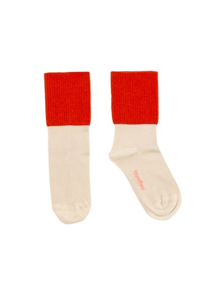 tinycottons SS18 Vrúbkované Ponožky bielo-červené